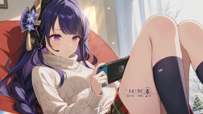 床上玩游戏少女