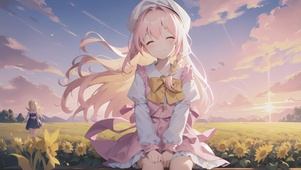 夕阳下的花海