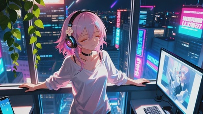 霓虹城市电竞少女