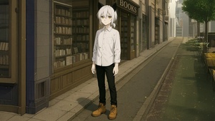 街道白发男孩
