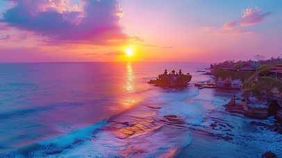 落日晚霞度假海岸