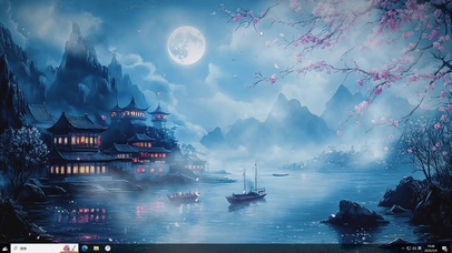 古风夜景AI插画-桌面主题