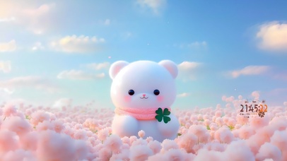 花海四叶草小熊