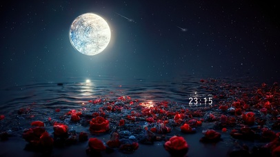 月亮下的玫瑰海