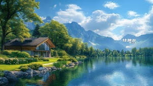 治愈护眼湖畔木屋