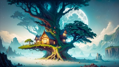 唯美梦幻月夜树屋