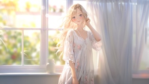 金发窗边美女