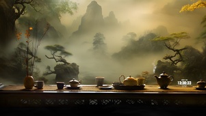 古风山水云烟