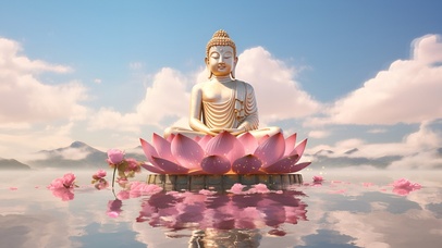 莲花座上佛像