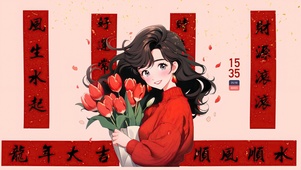 动漫捧花女孩