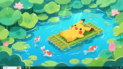 荷塘竹筏皮卡丘