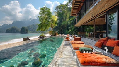 海岛度假泳池沙滩