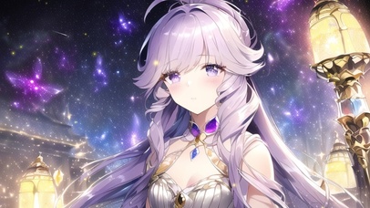星空下的紫发少女