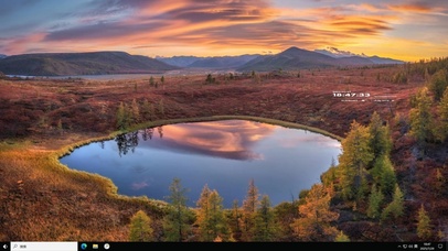 夕阳小湖主题桌面