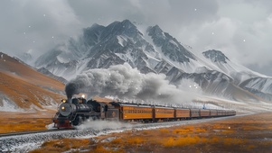雪山脚下的火车