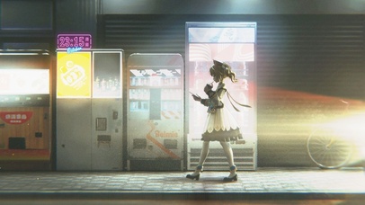 贩卖机前的少女【4K带鱼屏】