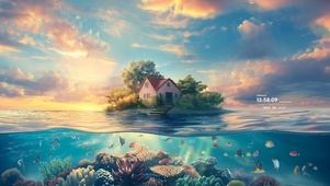 海洋上的小屋