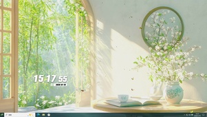 护眼窗外竹林绿景主题