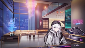 唯美治愈城市公寓房间白发少女