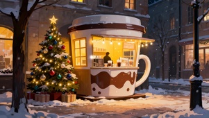 圣诞节街边咖啡店