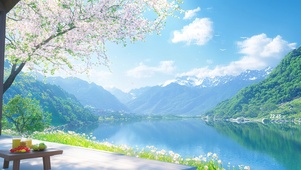 湖景山水蓝天