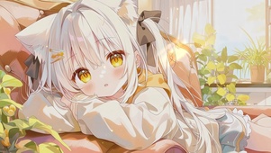 萌系沙发猫耳女孩