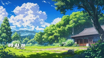 护眼蓝天白云树木景色