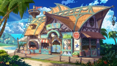 4K唯美治愈日系动漫海岛商店