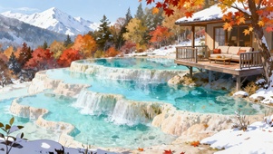 钙化池雪景小屋