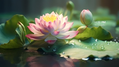 竹色荷塘花开	（护眼）