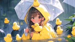 可爱雨中鸭鸭