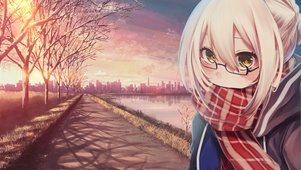 fate眼镜saber日落唯美