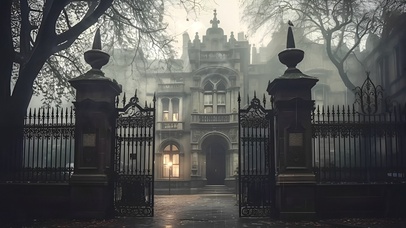 阴雨天神秘欧式别墅