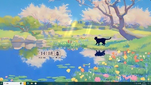 溪边小黑猫