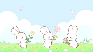 草地花花小兔