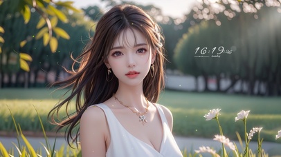 4k小清新长发阳光女孩