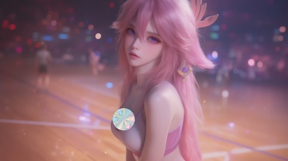 眨眼动态-篮球场可爱女孩