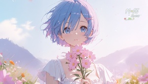 唯美蓝发樱花少女