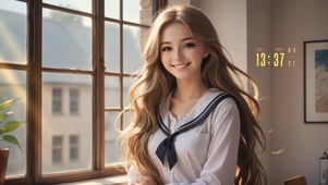 窗台少女