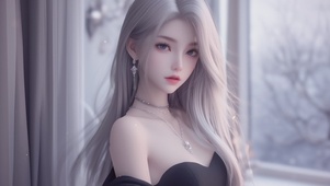 眨眼动态~窗户边可爱女孩