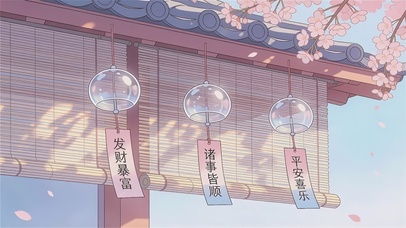 清新治愈屋檐风铃