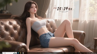 沙发上的美少女