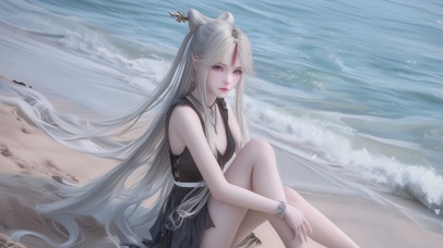 眨眼动态-海边女孩