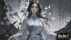 兰花白裙少女