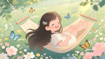 没有烦恼荡秋千女孩