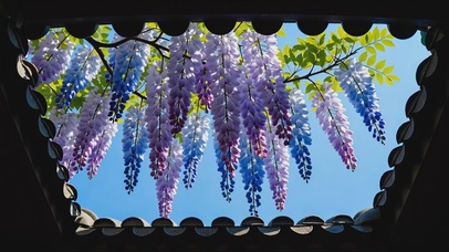 唯美古风紫藤花影