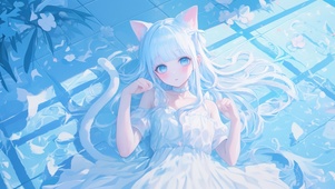 樱花白发猫女