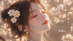 唯美清秀繁花少女