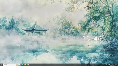 古风水墨风景插画-桌面主题