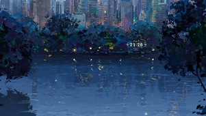 城市静谧湖边